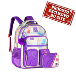 Kit Mochila De Costas e Estojo Roxo 17,5 RB27020