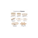 Conjunto de Panelas 10 Peças Com Cabo Removível Marfim- Class Home