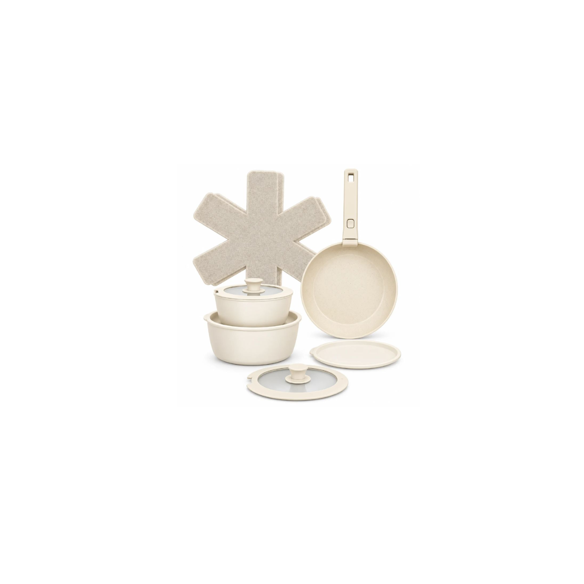 Conjunto de Panelas 10 Peças Com Cabo Removível Marfim- Class Home