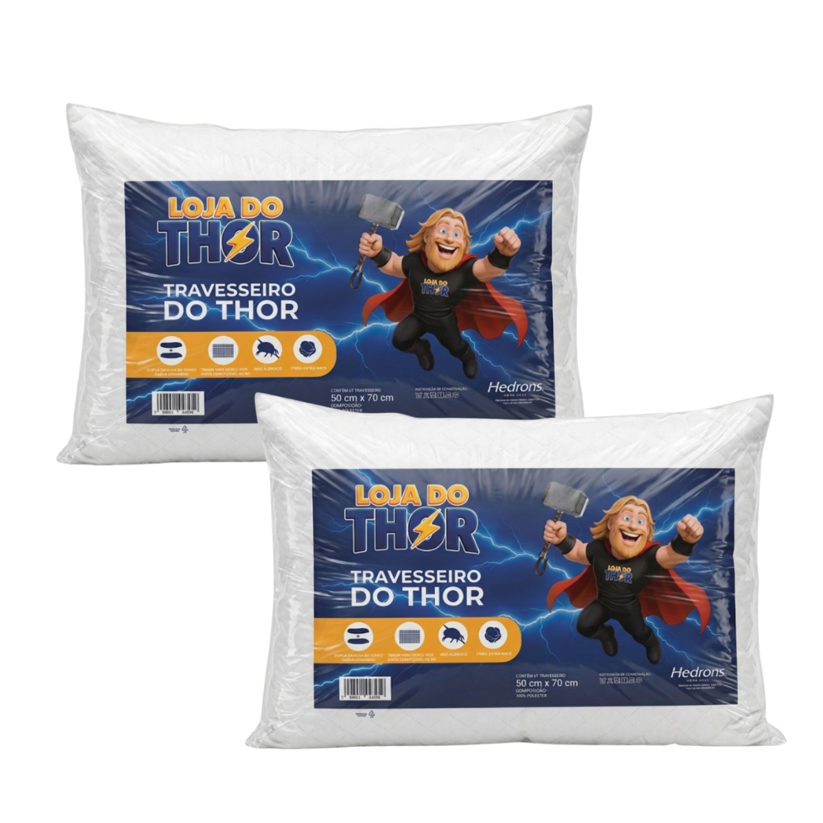 Kit 2 Travesseiros Thor 50x70cm - Hedrons
