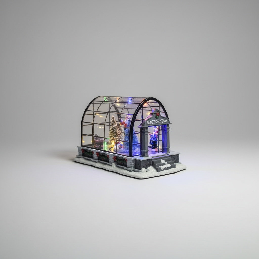 Vila Natalina Em Estufa c/ Som e Movimento 15cm - Grillo