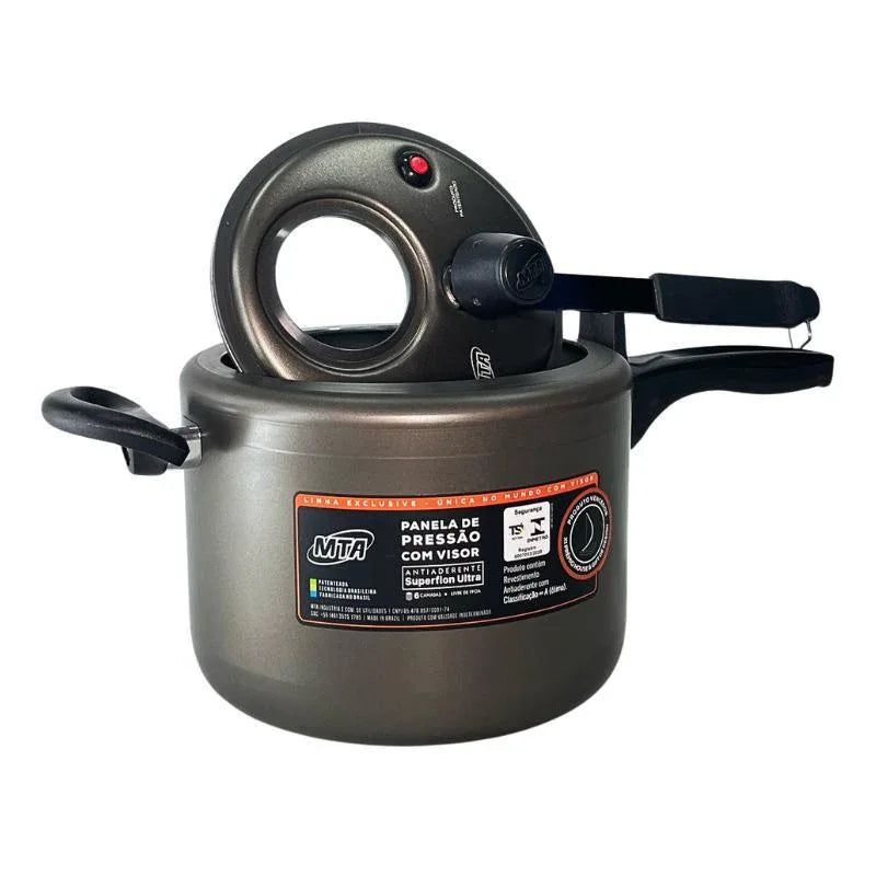 Panela De Pressao Antiaderente Grafite C/Visor De vidro 4,5L 6000 - Loja Do Thor