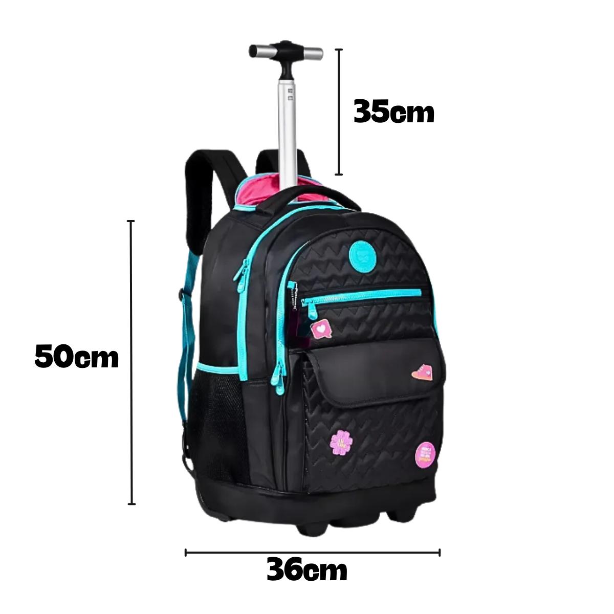 Mochila Rodinhas Luluca Bolsa Escolar Preto  33L - LU24085