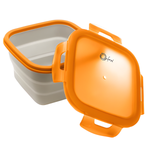 Pote Hermetico Retratil de Silicone Quadrado 14CM Laranja