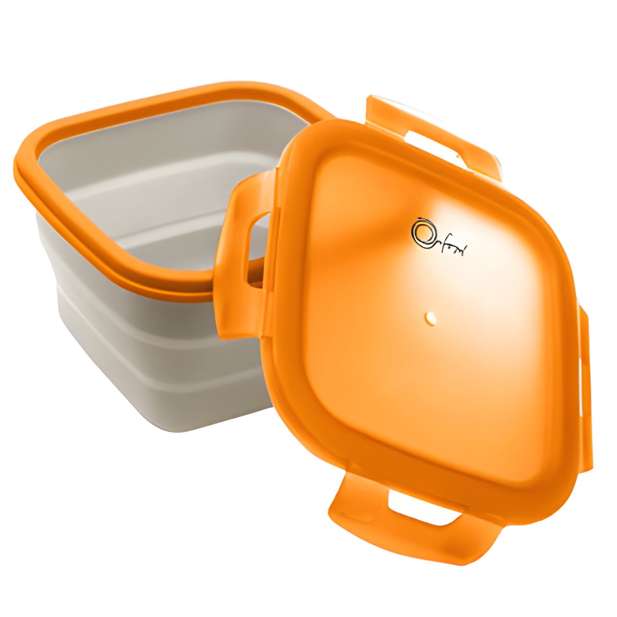 Pote Hermetico Retratil de Silicone Quadrado 14CM Laranja