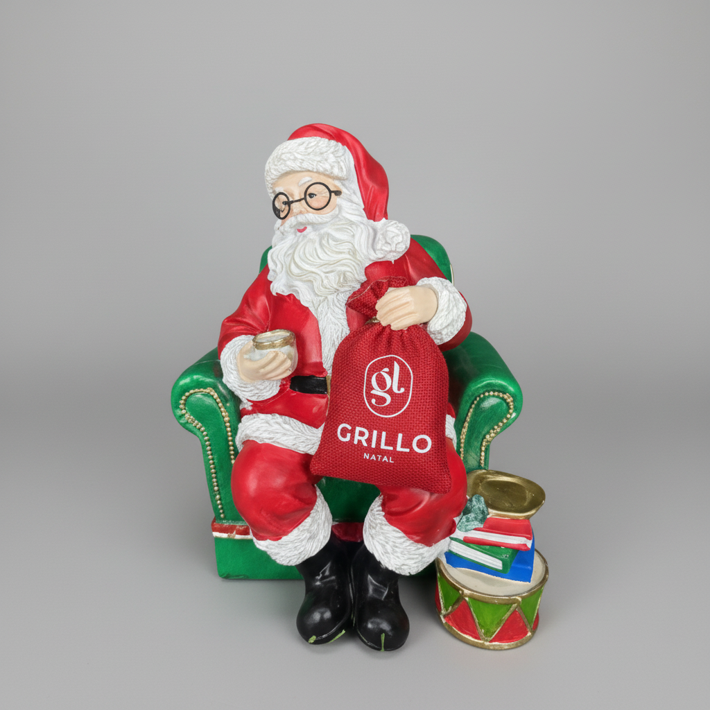 Papai Noel Resina Natal 18cm Vermelho - Grillo