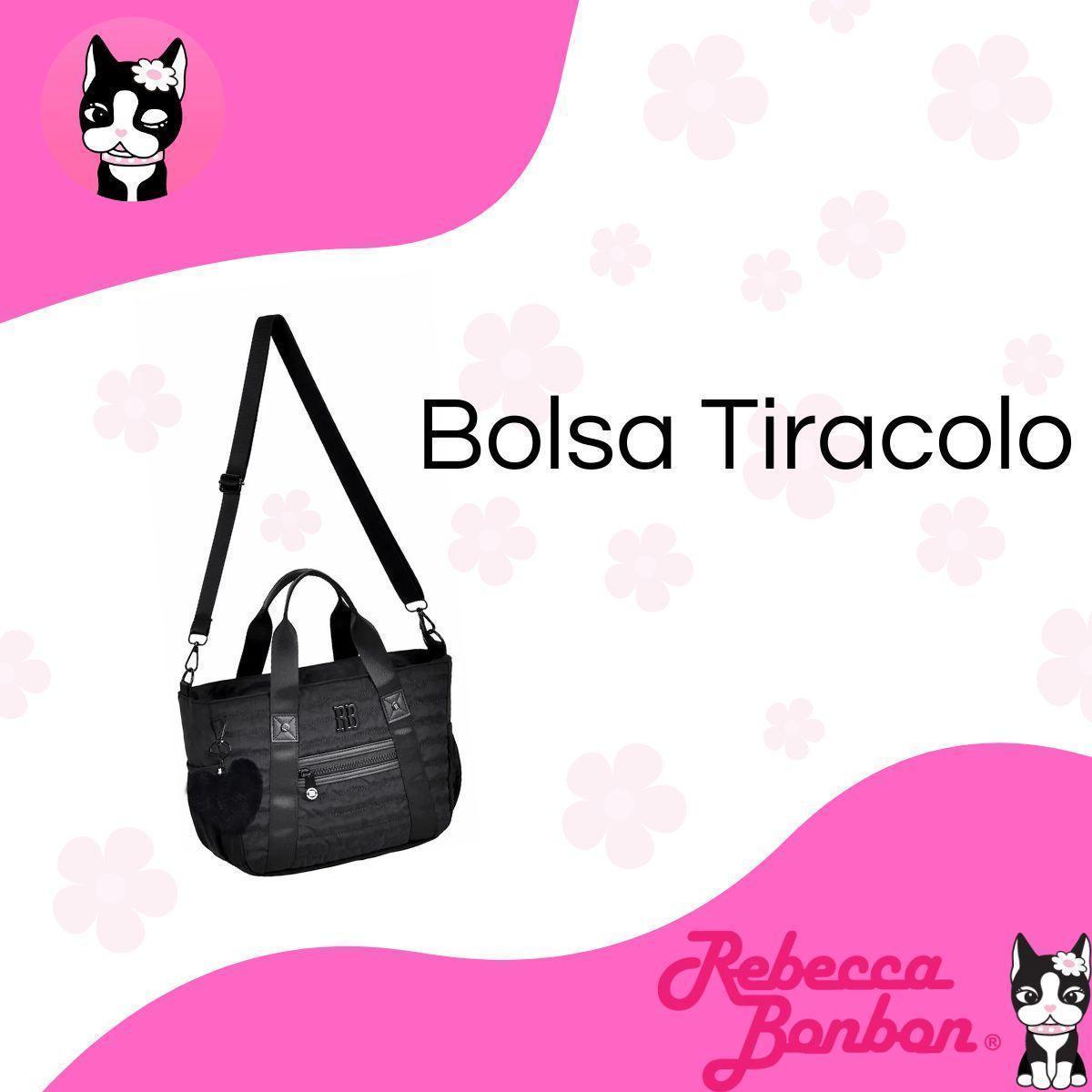 Bolsa Tiracolo Preta Feminina Transversal Mão Rebecca Bonbon