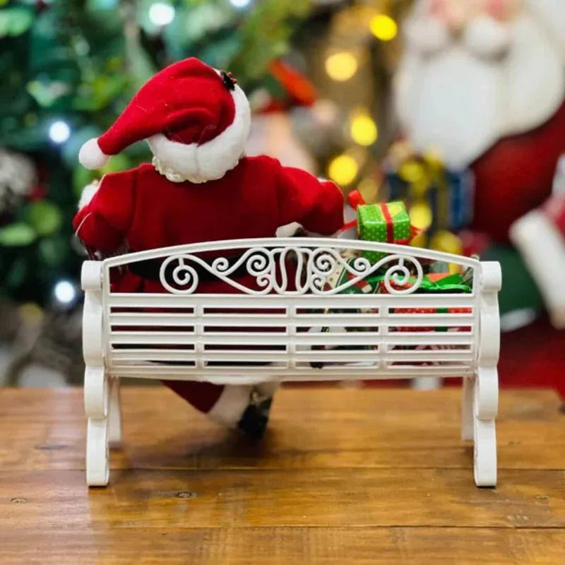 Papai Noel Com Presente Sentado No Banco 28Cm - Magizi - Loja Do Thor
