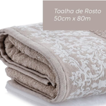 Jogo de Toalhas Banho e Rosto Jacquard Medalhão Bege Corttex
