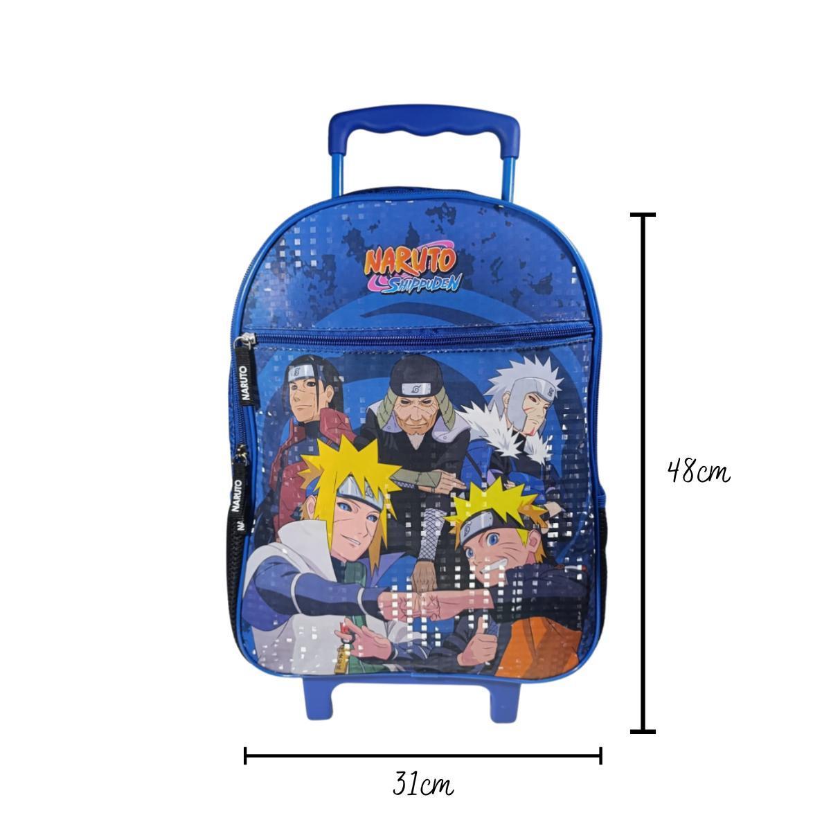 Kit Mochila de Carrinho, Estojo e Lancheira Naruto Leaf