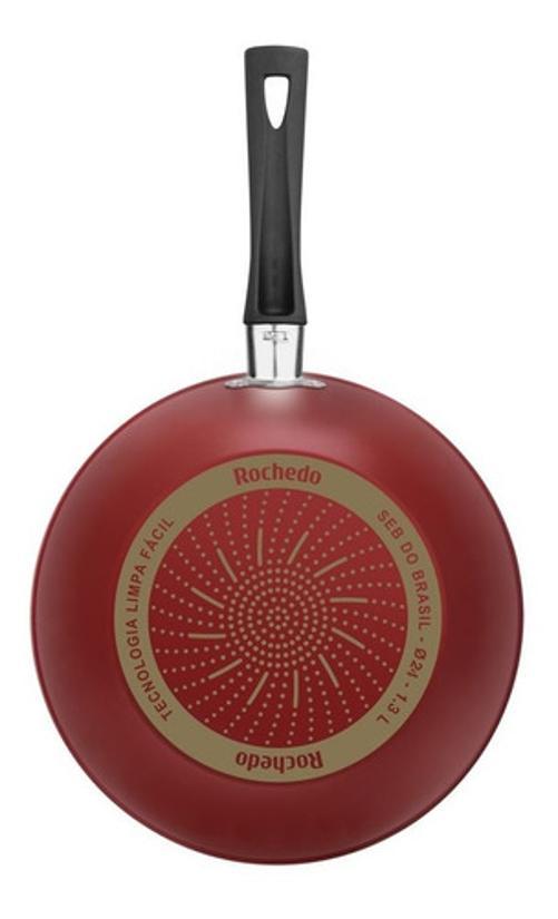 Frigideira Funda 24Cm Rochedo Limpa Facil - Vermelho