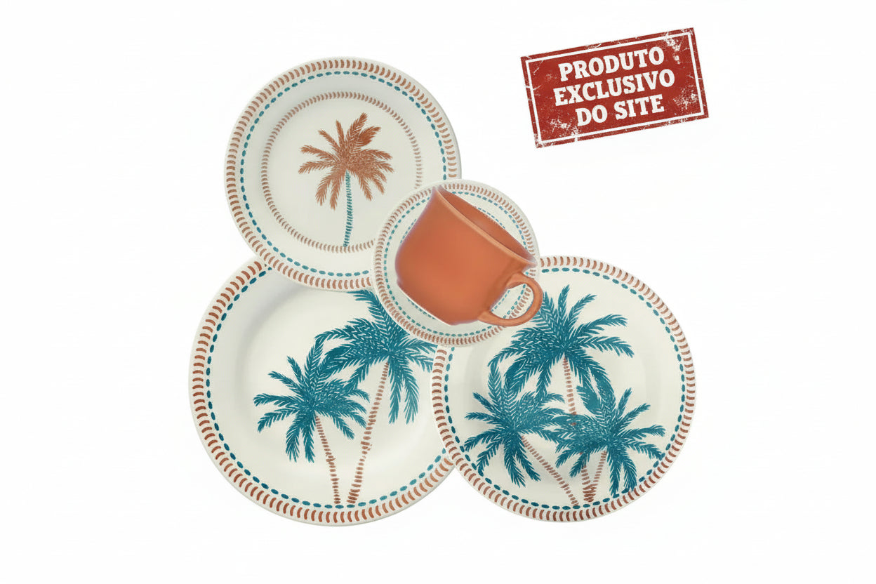 Aparelho de Jantar/Cha 30 Pecas Caribe Biona AB30-5B24 - Loja Do Thor