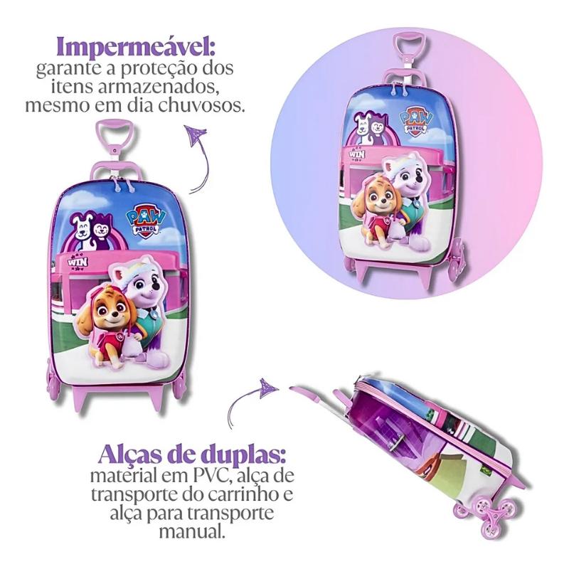 Mochila de Rodinhas 3D Paw Patrol Rosa