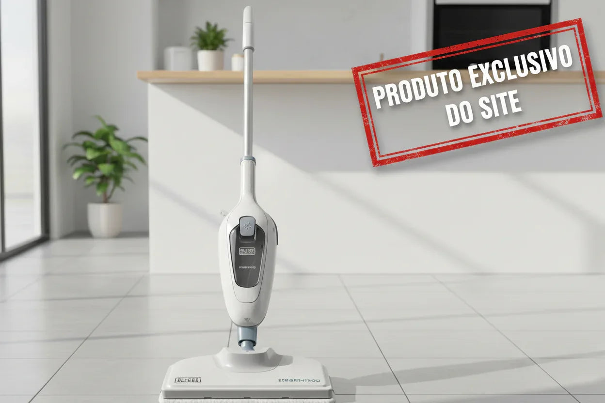 Mop Vaporizador 7 Em 1 Para Pisos Steam Black Branco - 220V - Loja Do Thor