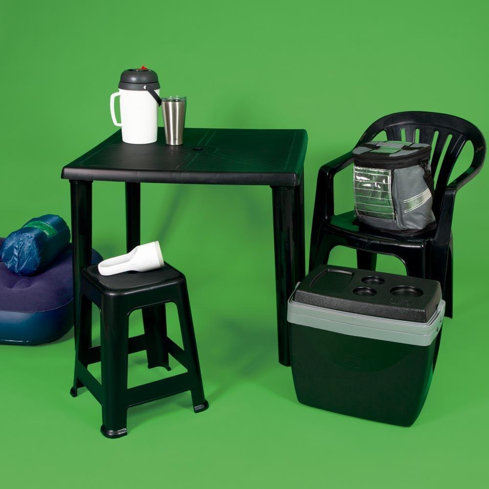 Mesa Plastica Quadrada Desmontavel Mor Preta