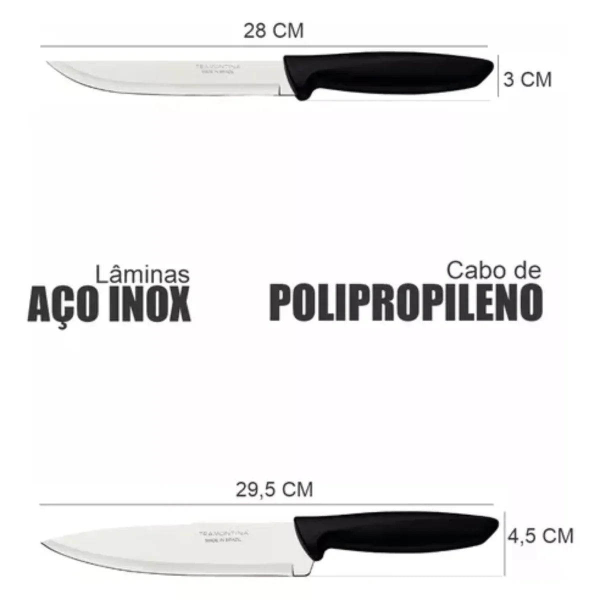 Jogo De Facas Tramontina Plenus C/Lâminas Aço Inox 4 Peças - Loja Do Thor