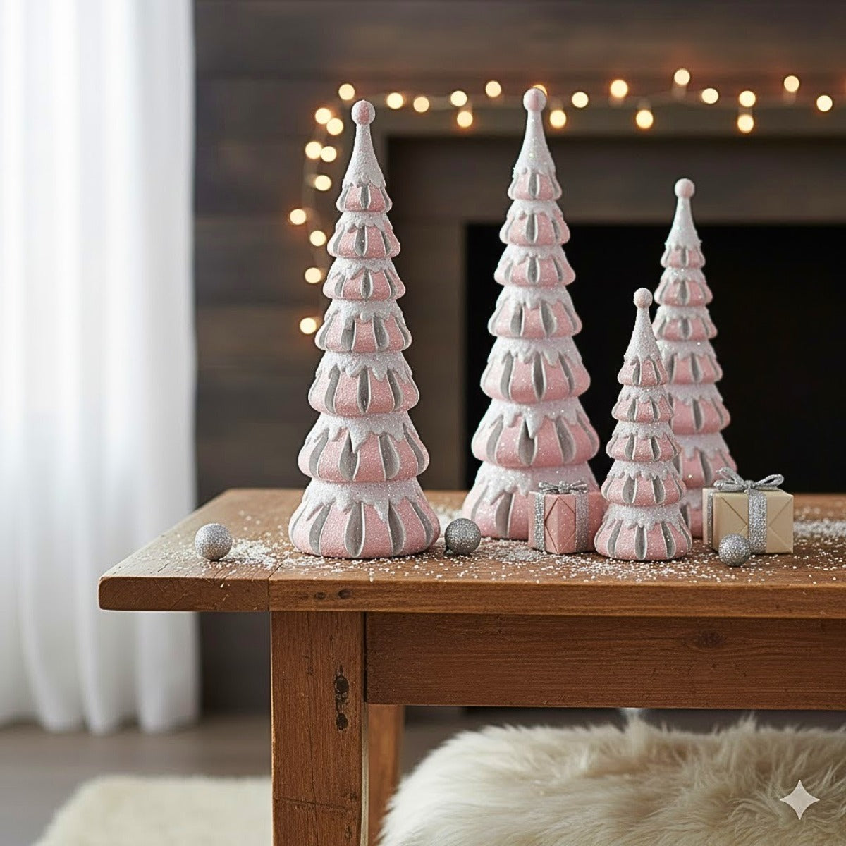 Arvore de Natal Rosa em Resina 40x14,5CM Florarte 60002