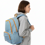 Mochila de Costas UP4YOU Azul com Bolinhas Laranja - Luxcel
