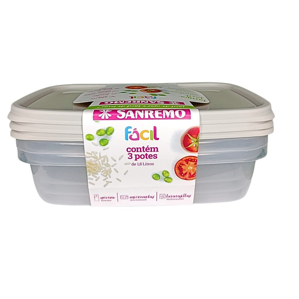 Kit Jarra 2L + 3 Potes 1,8L Cinza Sanremo