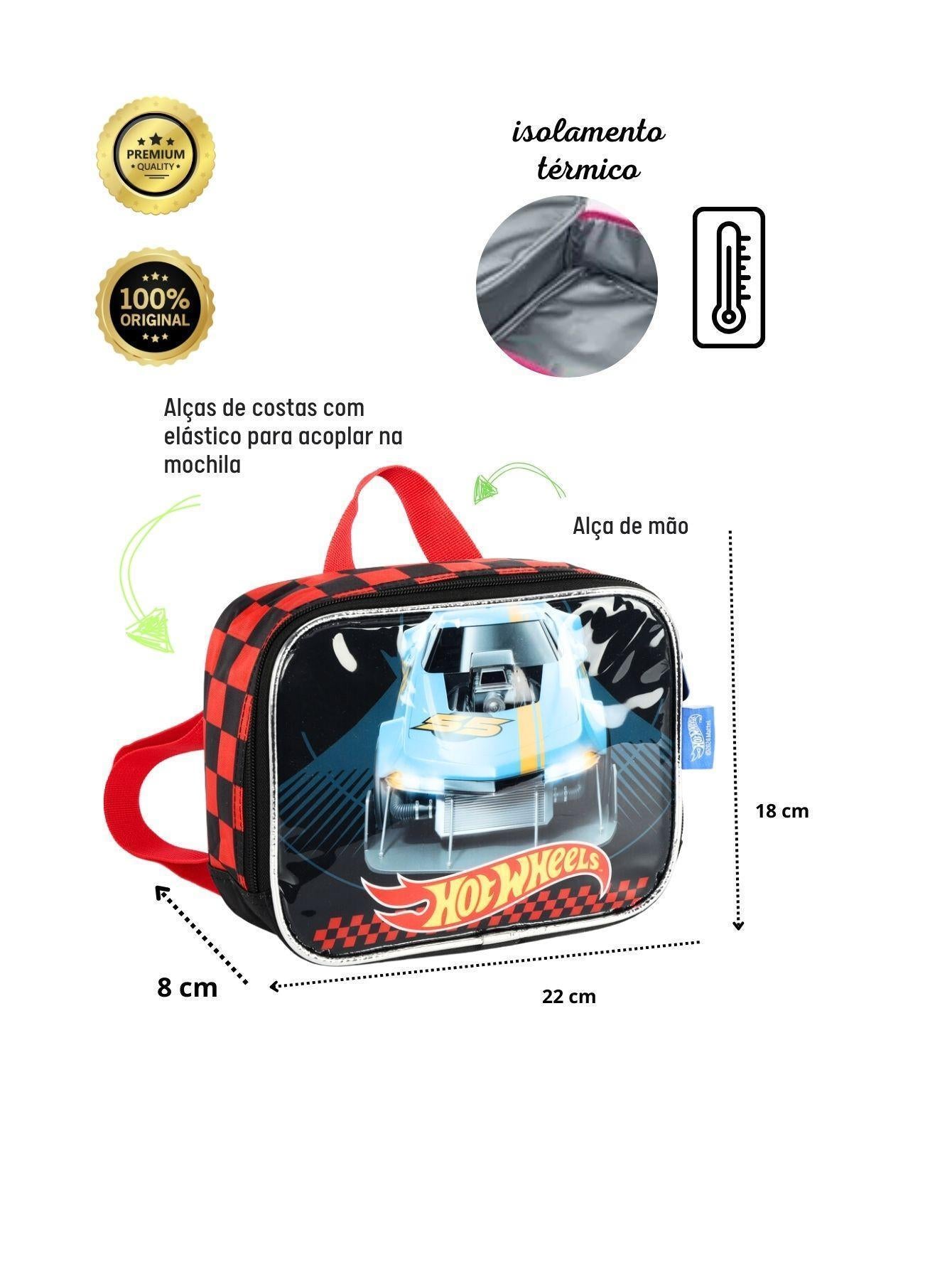 Kit Escolar Mochila De Rodinhas E Lancheira Hot Wheels-Preto