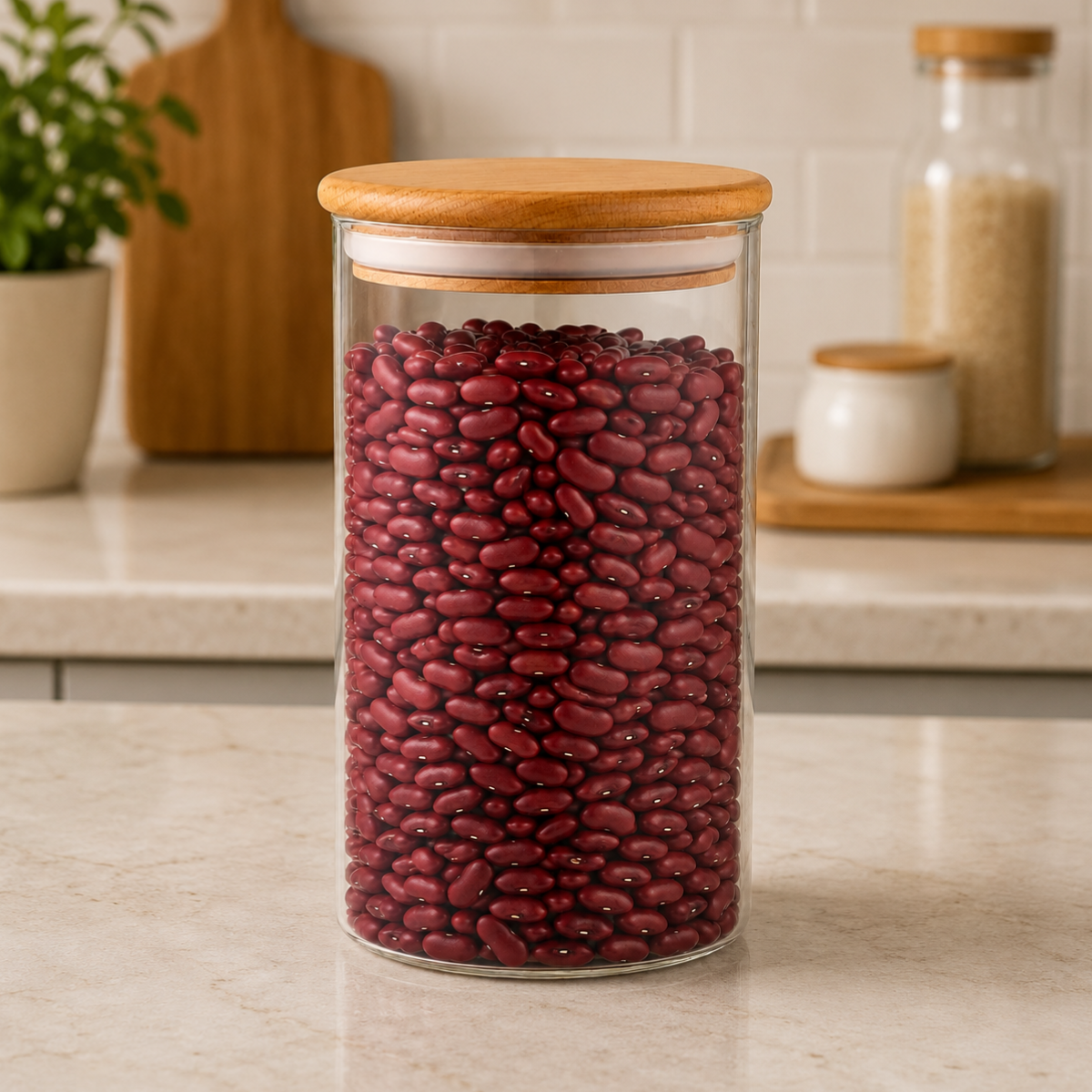 Pote De Vidro Bambu 1000ML Mori MR1243