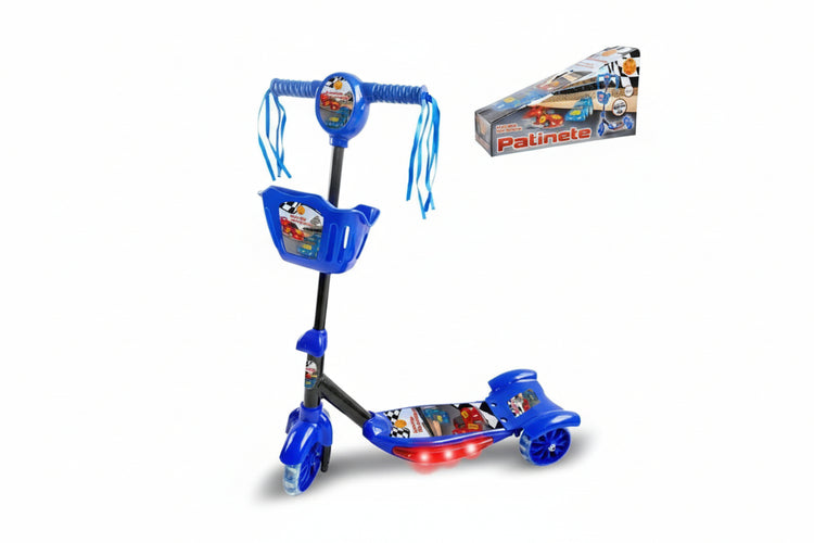 Patinete corrida divertida com 3 rodas e cestinha som e luz - Loja Do Thor
