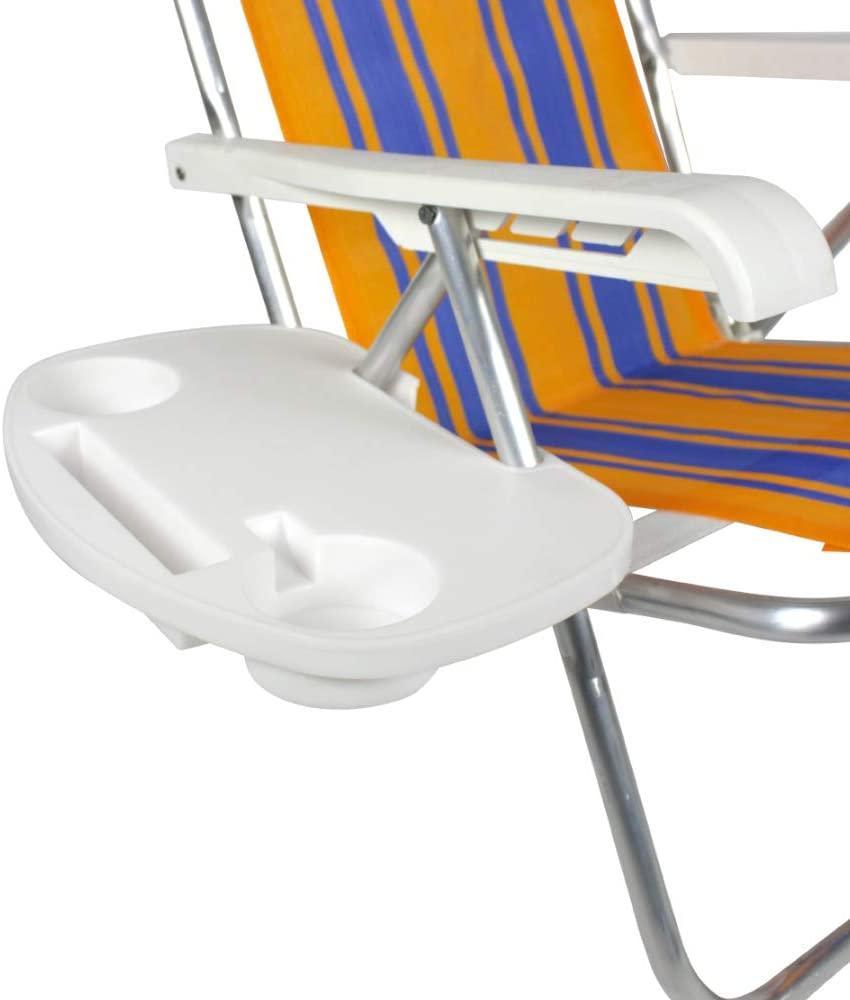 Mesa Lateral Portatil Cadeira De Praia Porta Copo Branca