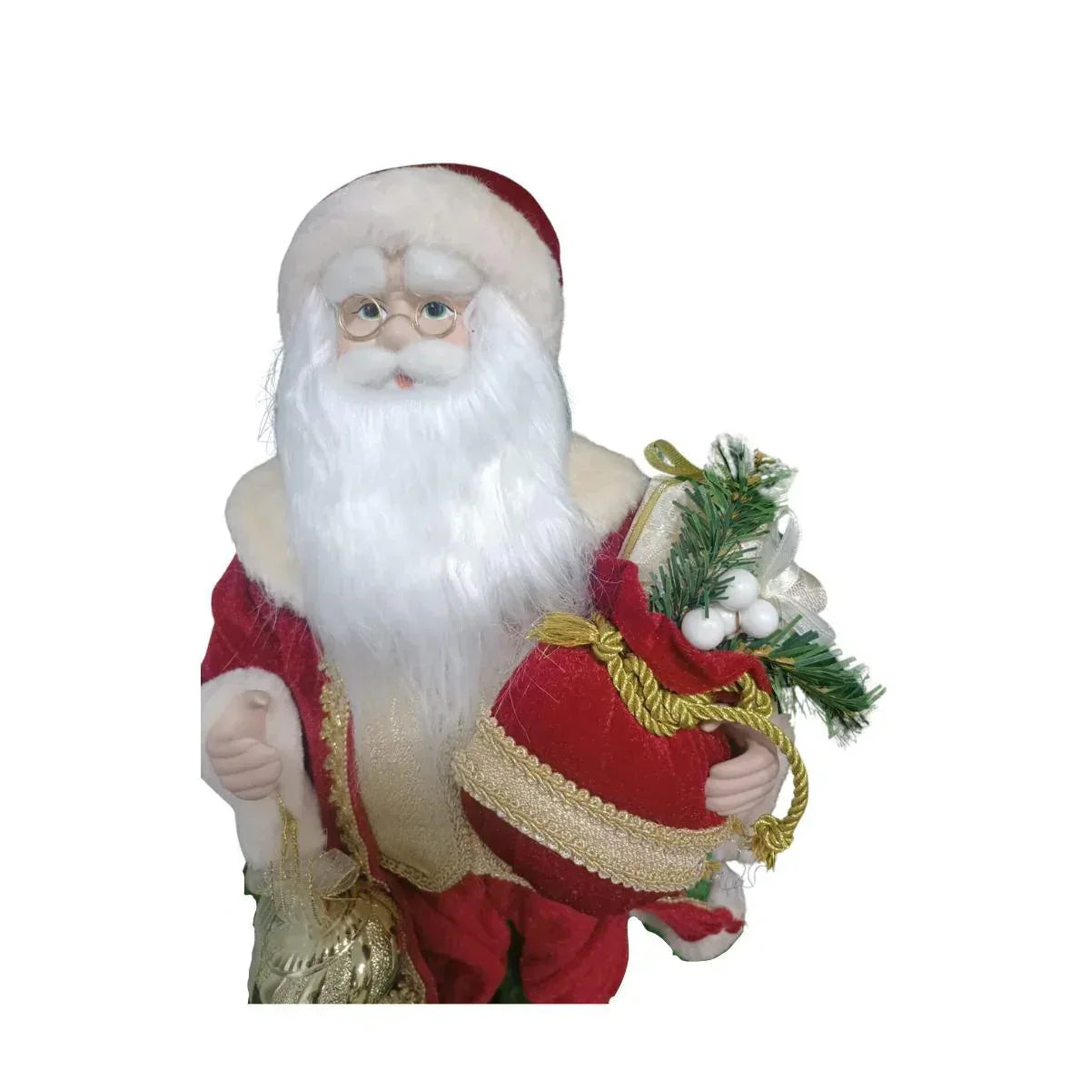 Papai Noel em Pe Vermelho e Dourado 45CM Florarte 57508001 - Loja Do Thor