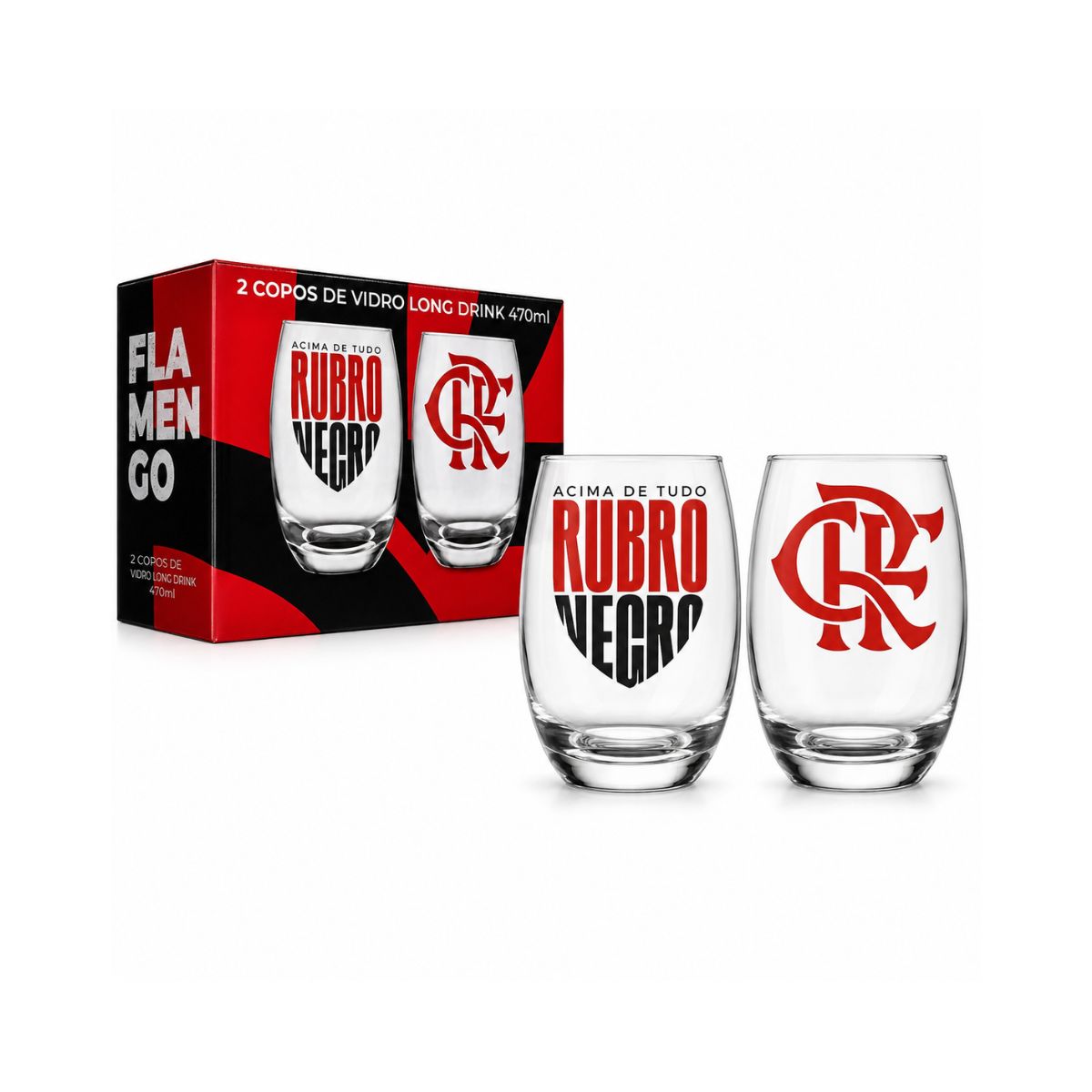Conjunto De 2 Copos Long Drink 470ML Flamengo -Allmix