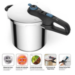 Panela de Pressao Inox Trendy 8L Fechamento Externo Rochedo