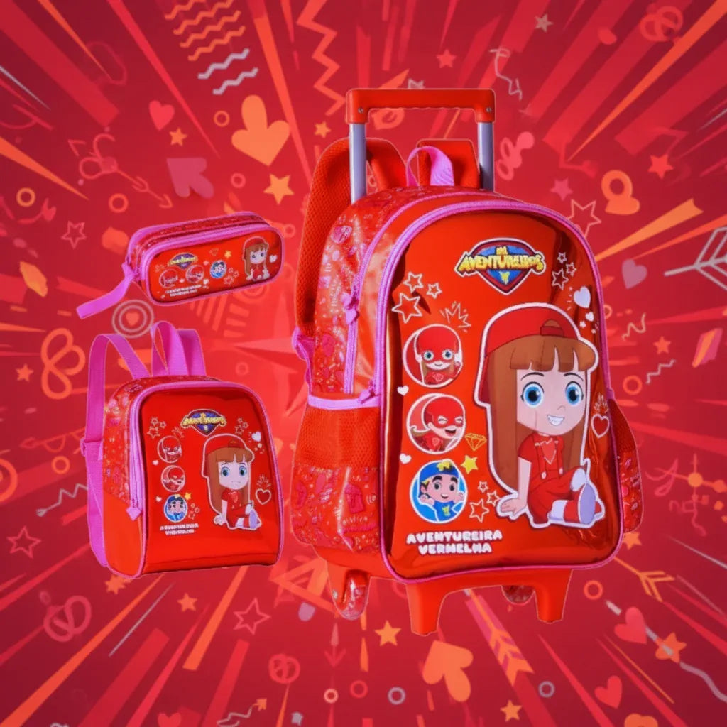 Kit Mochila De Carrinho Estojo Lancheira 16" AV24033K Clio - Loja Do Thor