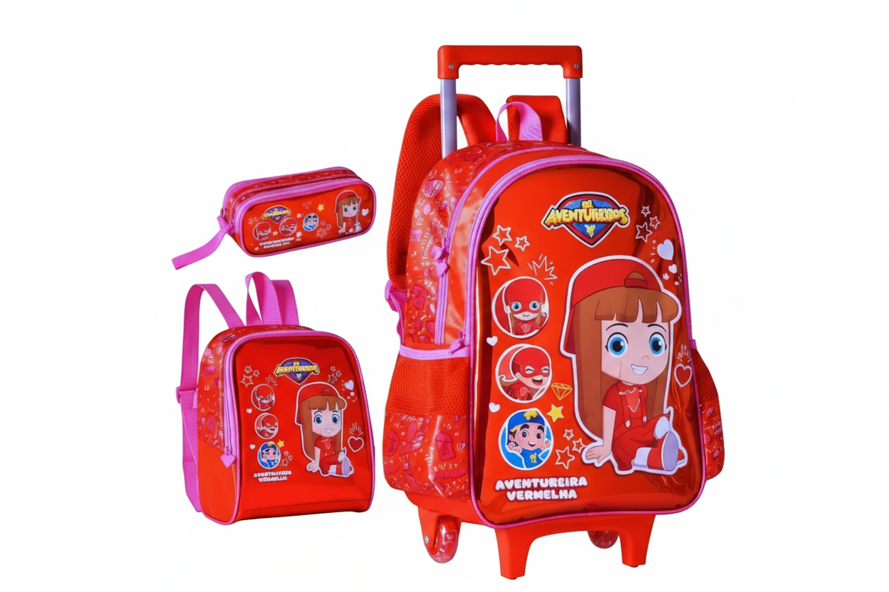 Kit Mochila De Carrinho Estojo Lancheira 16" AV24033K Clio - Loja Do Thor