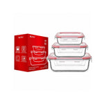 Conjunto De 3 Potes Borossilicato Retangular - Allmix 101103