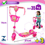 Patinete Com Cestinha Rosa Com Luz E Sons Belinda