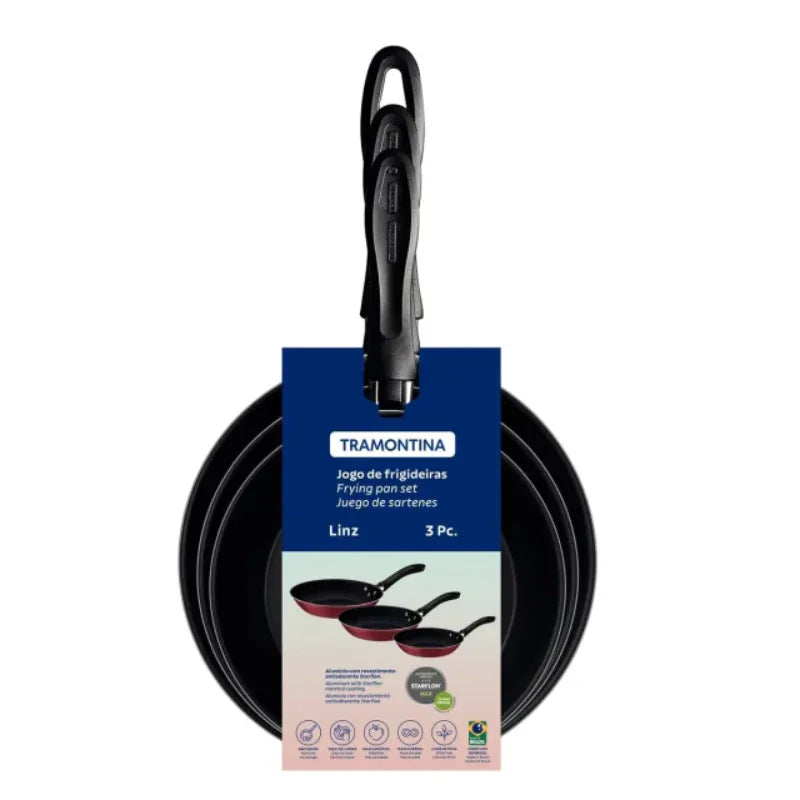 Jogo Kit Frigideira Tramontina Antiaderente 3 Peças Linz - Loja Do Thor