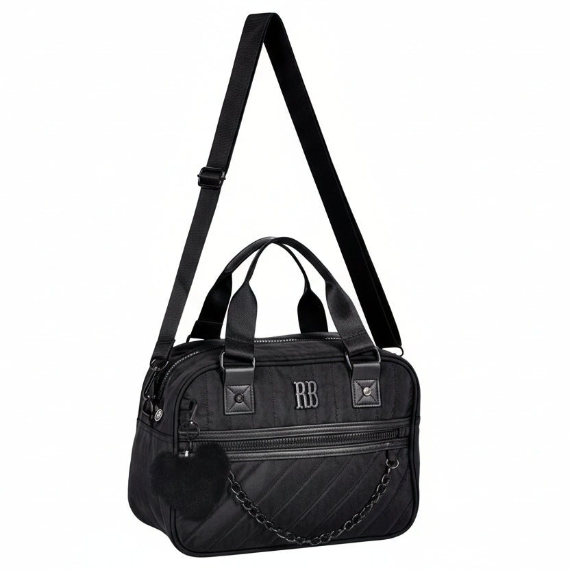 Bolsa Baú Preta Feminina Rebecca Bonbon Transversal Corrente