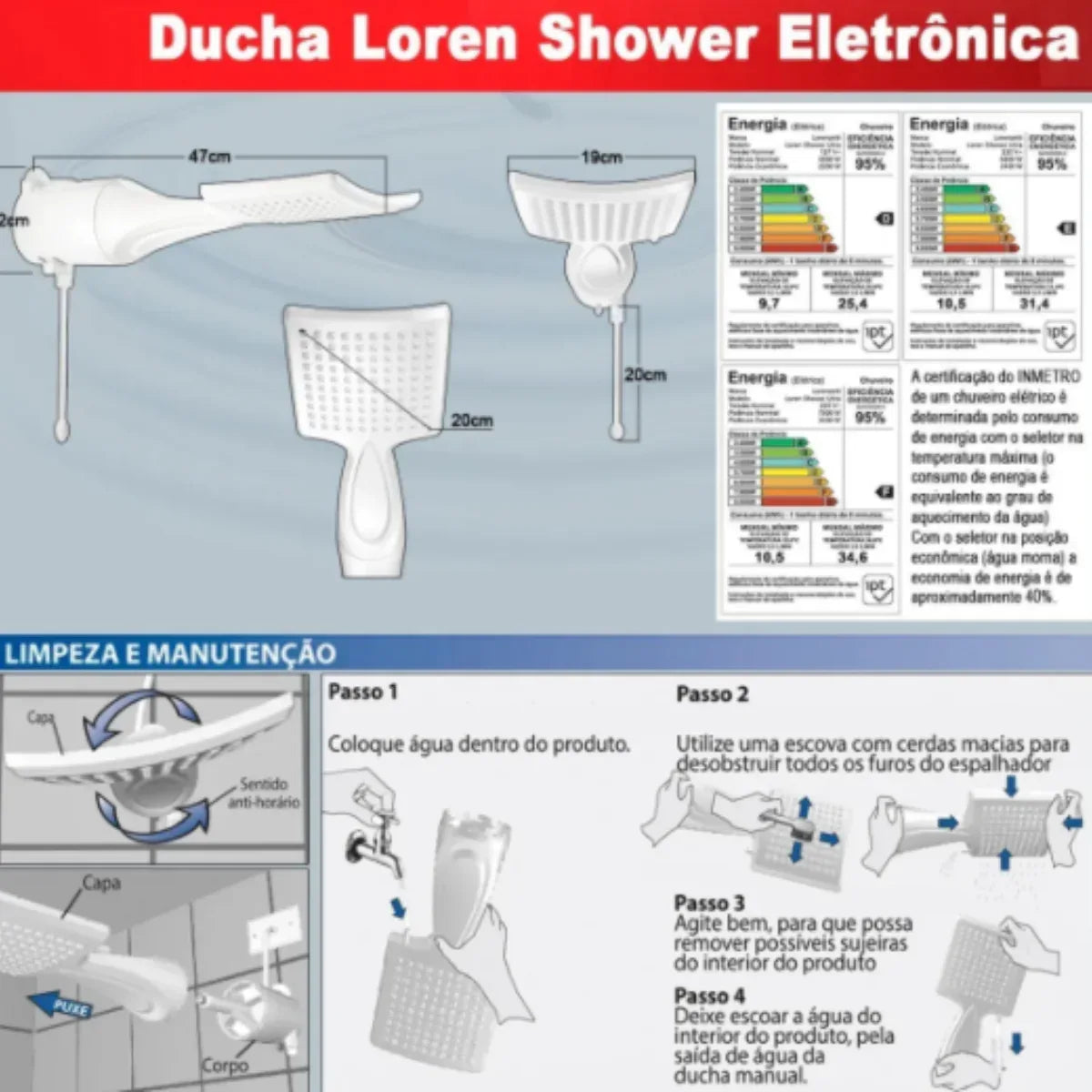Ducha Lorenzetti Loren Shower Eletrônica 7500W - 220V - Loja Do Thor