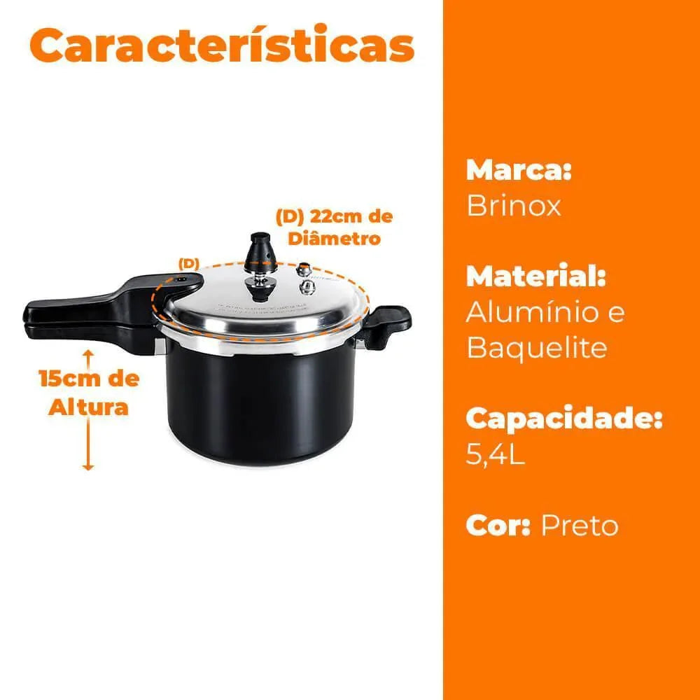 Panela Pressão Indução Antiaderente Brinox 5,4L Ceramic Life - Loja Do Thor