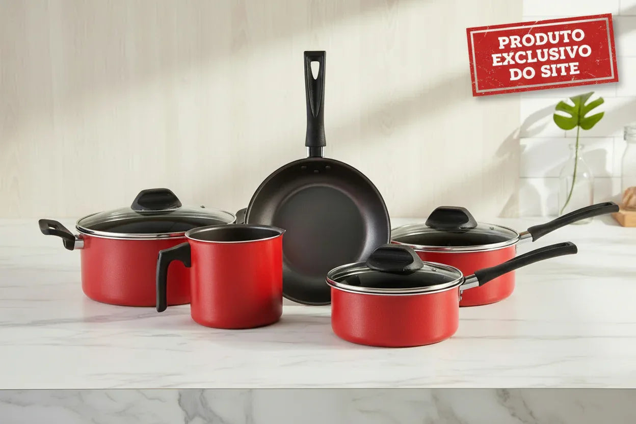 Conjunto de Panelas - Garlic - Vermelho Brinox - Loja Do Thor