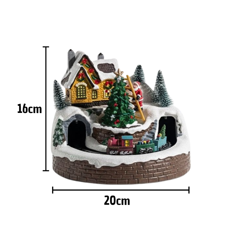 Vila Noel Na Escada C/ Som e Movimento 16cm - Grillo