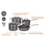 Jogo De Panelas Brinox 4 Pecas Inducao Ceramic Unique Cinza - Loja Do Thor