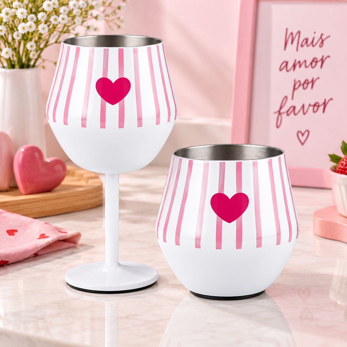 Taça Ou Copo Termico Inox Love 2 em 1 360ml - Allmix 412009