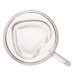 Kit 2 Xícaras Vidro Parede Dupla Coração 80ml Transparente