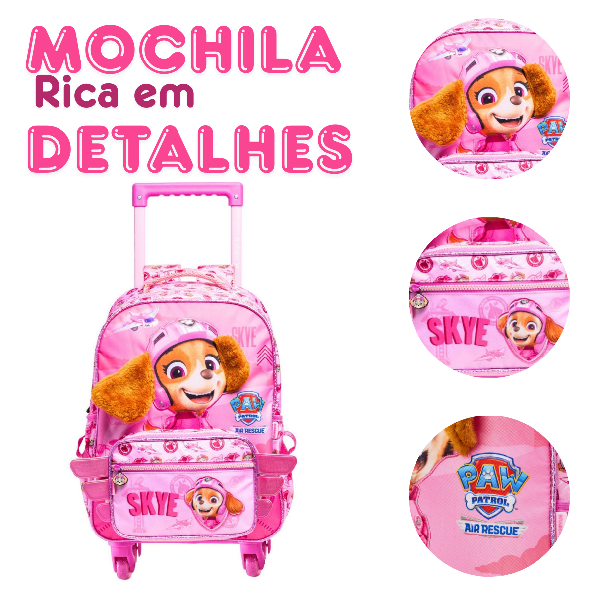 Mochila Patrulha Canina Skye 4 Rodas E Costas 15268
