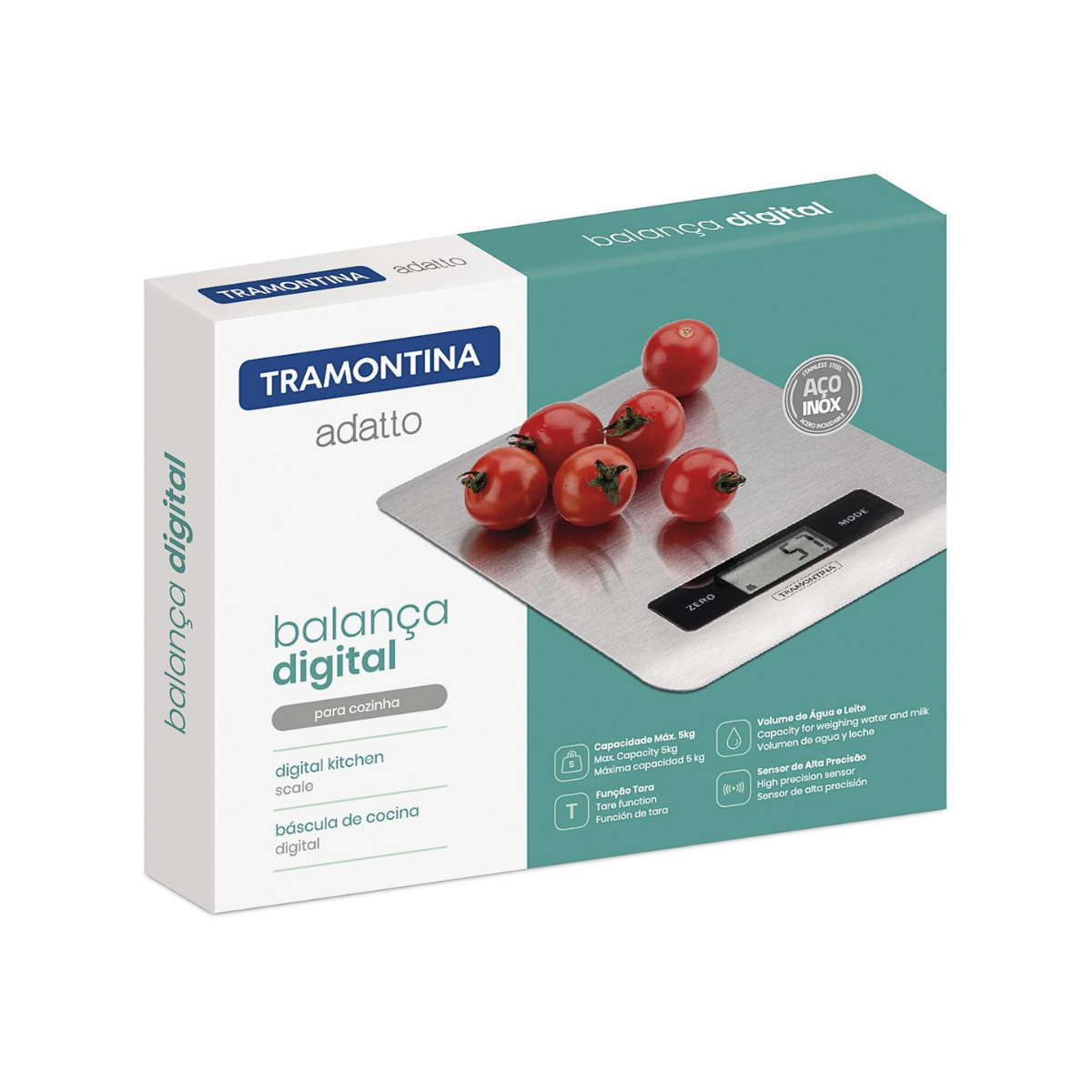 Balança Digital Tramontina Inox Para Cozinha Adatto Cinza