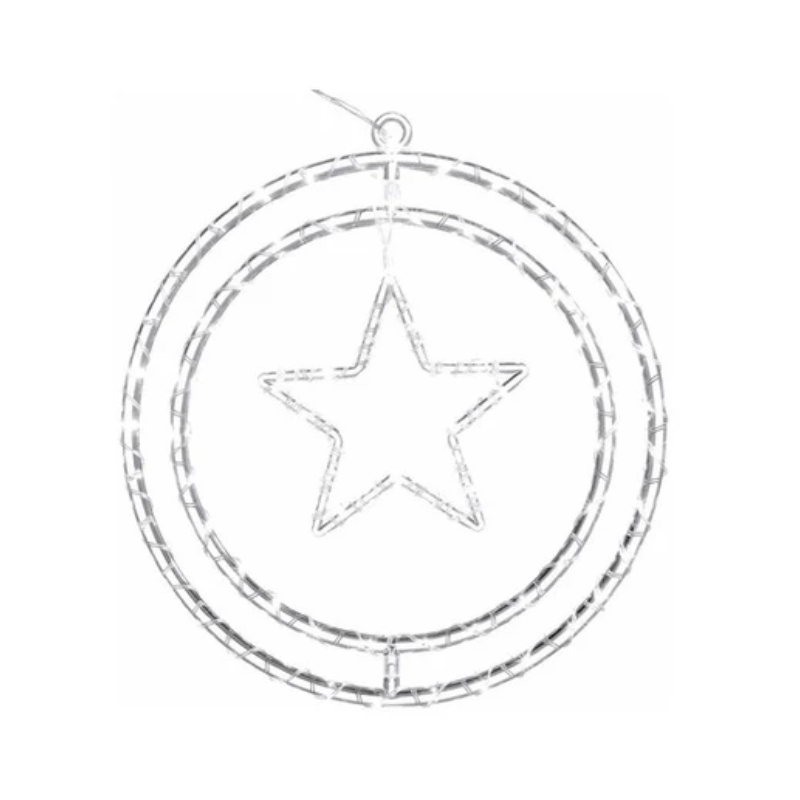 Argola Dupla C/ Figura Estrela 80 LEDs Branco - Global