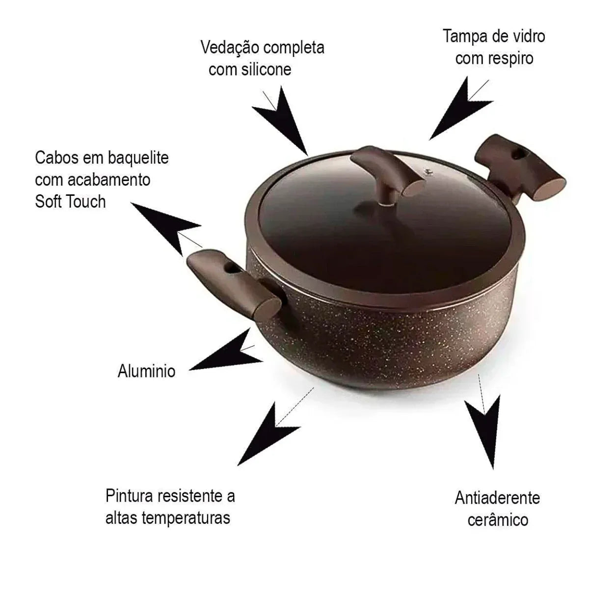 Panela Cacarola Com Tampa Inducao 4,5L 24X11Cm Hercules PA300-C24MA - Loja Do Thor