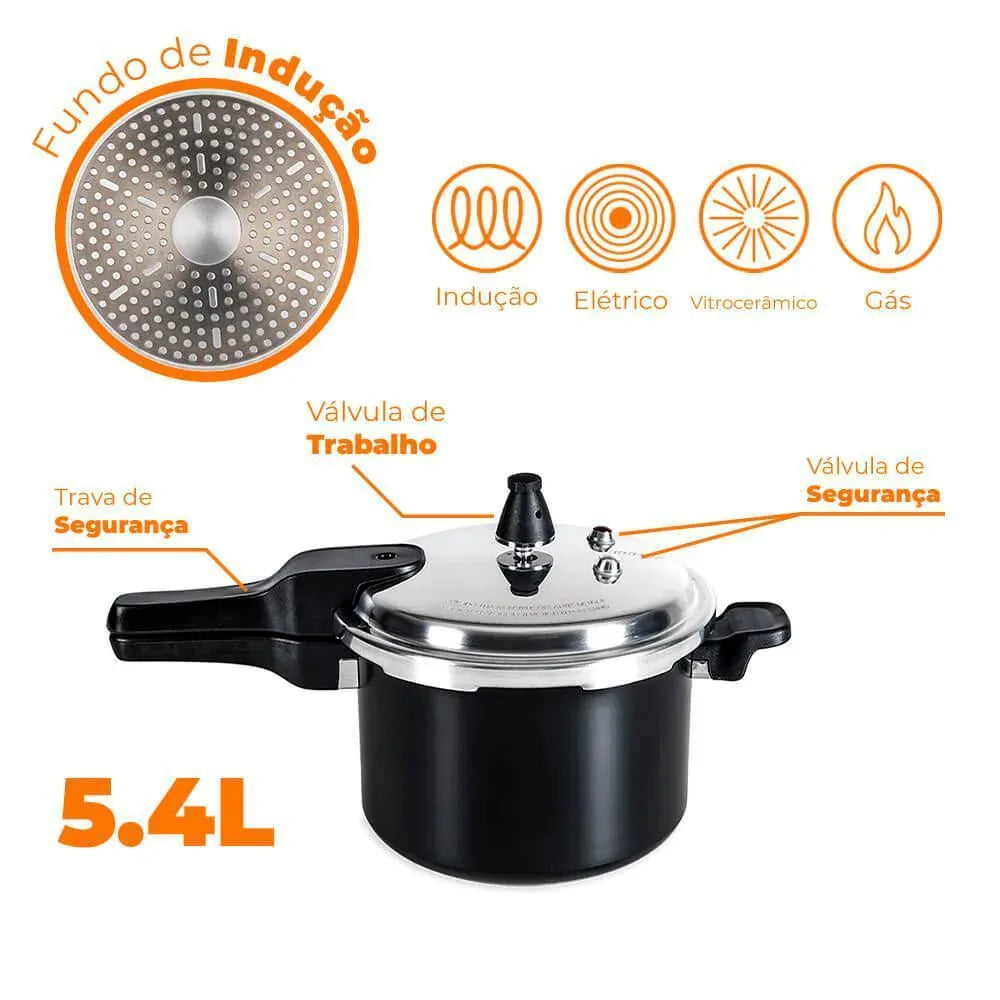 Panela Pressão Indução Antiaderente Brinox 5,4L Ceramic Life - Loja Do Thor