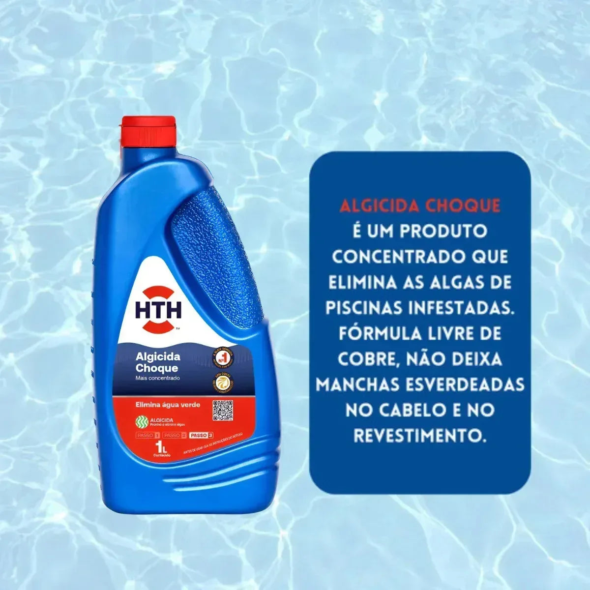 Algicida Choque Elimina Água Verde HTH 1 Litro Para Piscinas - Loja Do Thor