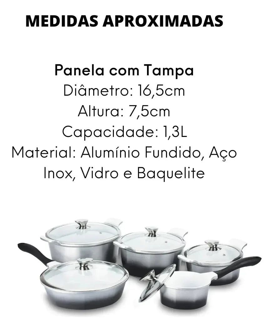 Jogo De Panelas 5 Pecas Aluminio Fundido Platinum Hercules - Loja Do Thor